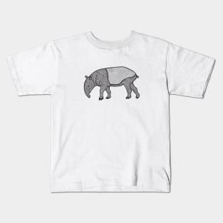 Malayan Tapir Ink Art - cool detailed animal design Kids T-Shirt